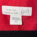 J.Jill  XS 100% Linen Essential Shirt in Red Button Collar Long Sleeve Photo 4