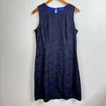 Lands' End Lands’ End Blue with Black Lace Overlay Sheath Dress Size 12 Photo 0
