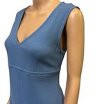 Wool Blend Parosh Blue Sleeveless Pocket Front Zip Back Imported Mini Dress S Photo 2