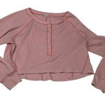 Intimately Free People size medium crop Pink Waffle Knit Long Sleeve Top Photo 0