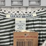 Lucky Brand Blouse XL Green White Stripe Crochet Tie Neck Peasant Boho Cottage Photo 4
