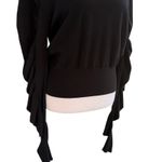 autumn cashmere  Italian Yarn Black Long Sleeve Sweater Large Lightweight Crew Photo 2