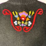 Anthropologie Curio Zip Cardigan Sweater Womens Large Black Floral Y2K Art Boho Photo 12