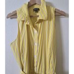 Tahari ‎ Arthur S. Levine Striped Sleeveless Midi Dress with Belt Yellow 16 Photo 1