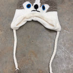 Leader LOGA Original Vintage Wolf Beanie Hat Y2K White Grey Brown Unisex Large Photo 0