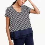 J. Crew Shirt Womens Blue White Pleated Chiffon Photo 0