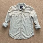 American Eagle  Vintage Denim Long Sleeve Button Down Shirt Oxford Light Wash EUC Photo 0