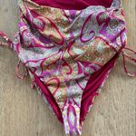 Anthropologie  Claudia Cut Out Halter  One Piece Pink Paisley Swimsuit Small Photo 3