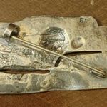 Spartan Mural Vintage Greek Warrior Brooch Shield Helmet Design Unique Split Silver Photo 7