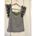 Gingham Checkered Ruffle Top By Circus NY Size L Black Size L Photo 1