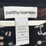 Cathy Daniels  Black Sweater with Red and Blue Floral Design XL Photo 2