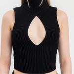 Danielle Guizio  Black Ribbed Cutout Top Photo 0