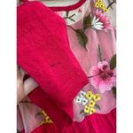 Cha Cha Vente Valentines Peplum Top Mesh Fairycore Romantic Floral Embroidered Pink Size L Photo 3