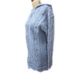 Aran Crafts Ireland Merino Wool Zip Hooded Sweater XS NWOT Blue Photo 5