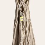 Charlie Holiday Lilian Oat Beige Tiered Cut Out Linen Midi Dress Size XL Photo 12