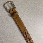 Jenny and the Boys Womens Belt Small Brown Leather Woven Hammered Brass Buckle Photo 3