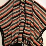 Kensie Coral/Black/Cream Stripe Knit Sweater Shrug Poncho Sz O/S Photo 2