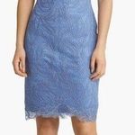 Tadashi Shoji Cold Shoulder Lace Blue stone knee length Cocktail Dress sz 6 Photo 0
