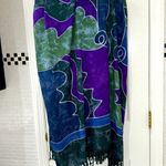 Made in Bali rayon Shawl/wrap. Blue/Green/purple. Fringe. Size 42”by56”. NWOT. Purple Photo 3