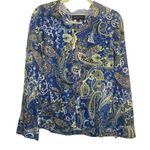 Jones New York ✨ Simplified Paisley Floral Blue Utility Sz Large Blouse✨ Photo 0
