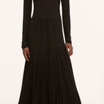 Rebecca Taylor  Pleated Knit Mock Neck Open Back Long Sleeve Black Maxi Dress XS‎ Photo 0