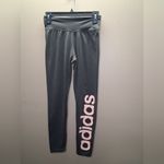 Adidass Charcoal Leggings with Pink Lettering Photo 1
