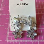ALDO  crystal Butterfly And Flower Drop Earrings Sliver Tone Photo 3