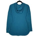 Chaser Waffle Knit Thermal Long Sleeve Hoodie Blue Medium Drop Shoulder Sweater Photo 7