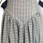 Vintage 80s Leslie Lucks Plaid Puff Sleeve Dress Navy Blue White Midi Retro Photo 5