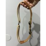 Vtg‎ Leather Shop Belt Brown Tan Gold Brass Medallion Hook Boho Western Hobo 32" Photo 2