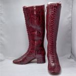 Kate Spade Womens Knee High Combat Boots Size 9.5 Snake Print Moto Gothic Photo 2