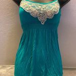 Delia's Delia’s Women's Teal Lace Trim Babydoll Tank Top Small Boho Summer Chic Photo 8