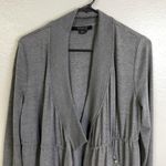 All Saints Gina Drape Jacket 4 Gray Womens Open Front Zip Pocket Drawstring Photo 2