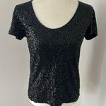 J.Crew Black Short Sleeved Sequined Top sz S/M Photo 0