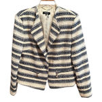 DKNY  Women's Navy and Cream Striped Blazer Photo 0