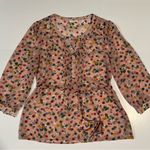 Tulle Peach Ruched Maternity Scoop Neck Blouse Pink Size L Photo 6