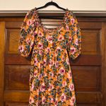 Topshop Linen Floral Scallop Trim Mini Dress Multicolor Photo 2