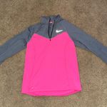 Nike Pink and Gray Long Sleeve Zippered Polo Sweatshirt Photo 0
