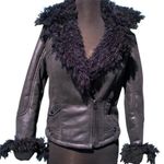 Cache Black Shearling Moto Lined Jacket Front Zipper Sleeve Zippers New NWT $268 Photo 0