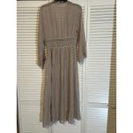 Rebellion Again Kimono Maxi Dress Beige Lace Trim Tie Waist Long Sleeve size 2 Tan Photo 3