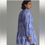 Anthropologie MAEVE BY  bubble hem shirt dress in blue and white 1X Photo 4