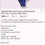 Splendid Blue Colorblock Cutout One Shoulder Swimsuit One Piece Monokini Size L Photo 9