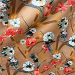 Vintage Floral Satin Boho Maxi Long Sleeve Dress Flowery Fall Dress Neutral Tan Size M Photo 11