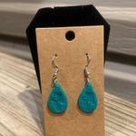 Handmade Teal Sparkle Lighting Bolt Clay Earrings Blue Photo 1