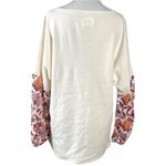 Anthropologie  Bohemian Thermal Waffle Knit Floral Puff Sleeve Top XS Oversized Photo 2