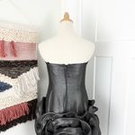 Jovani  Silver Metallic Rosette Skirt Embellished Strapless Cocktail Dress Sz 8 Photo 5