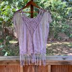 Democracy Women's Lilac Layered Crocheted Top Size S Photo 1