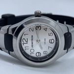 Armitron pro sports womens 27mm Quartz analog watch silver tone dial black runs Photo 0