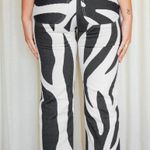 House of Sunny Rewa High waisted crop jeans in Zebra print sz 4 Black Photo 0
