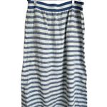 J.Jill  Love Linen A-Line Midi Skirt Size M Blue White Stripe Button Pocket Beach Photo 3